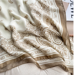 LA FERANI 180x90 Silk Scarf beige Silk Stole shawl Foulard Wrap N272