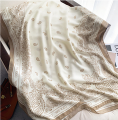 LA FERANI 180x90 Silk Scarf beige Silk Stole shawl Foulard Wrap N272