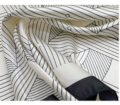 LA FERANI 90x90 Silk Scarf black beige Business Stole Style Foulard Shawl N280