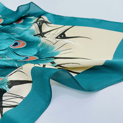 LA FERANI 180x90 Silk Scarf peacock beige turquoise Style Stole Style Foulard Shawl N282