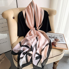 LA FERANI 180x90 Silk Scarf rose black Business Style Silk Stole Foulard N289