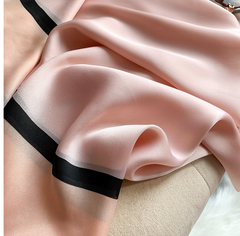 LA FERANI 180x90 Silk Scarf rose black Business Style Silk Stole Foulard N289
