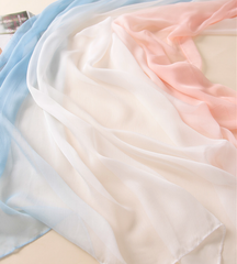 LA FERANI 180x90 Silk Scarf transparent white blue rose Silk Stole Foulard N290