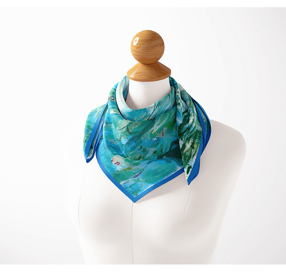 LA FERANI 53x53 Silk Scarf Van Gogh Style Bandana Silk Stole Foulard N296