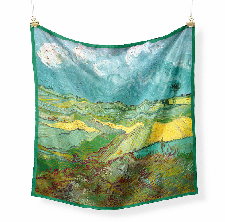 LA FERANI 53x53 Silk Scarf Van Gogh Under the Stormy Silk Stole Foulard N298