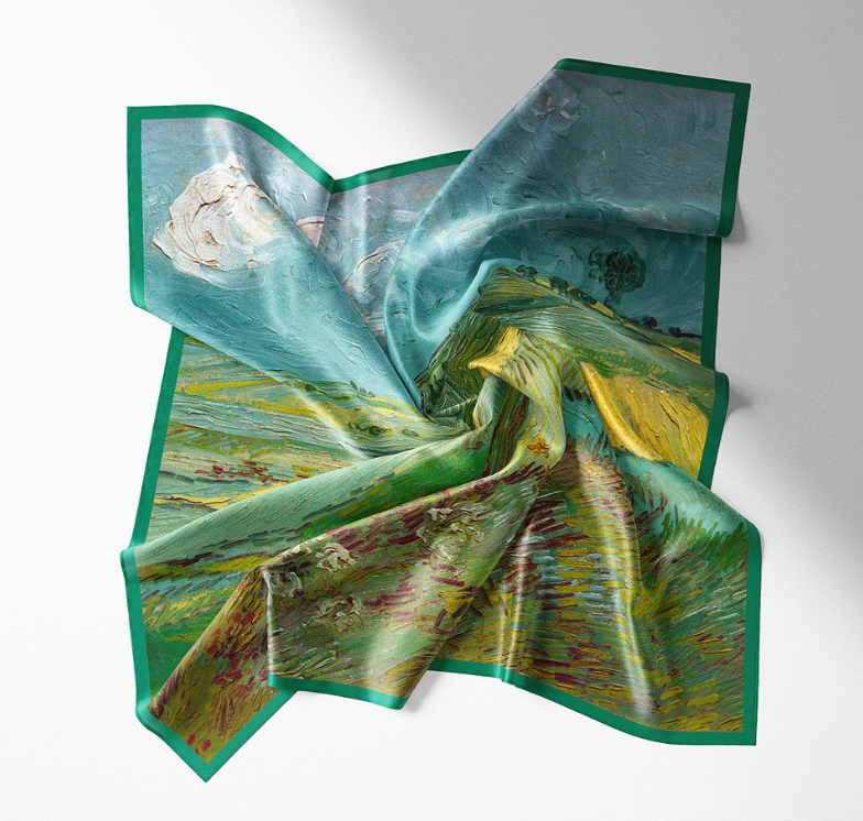 LA FERANI 53x53 Silk Scarf Van Gogh Under the Stormy Silk Stole Foulard N298