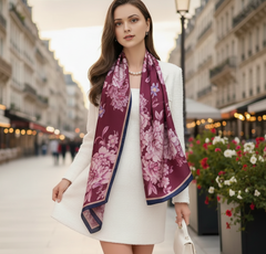 180x90 Seidenschal 180x90 Lila Rosen Asian Style N298b