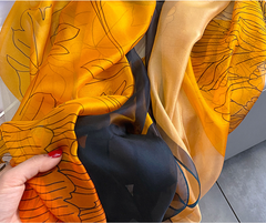 LA FERANI 190x135 Silk Scarf transparent colourful Beach Style Silk Stole Foulard N300