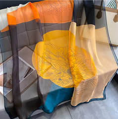LA FERANI 190x135 Silk Scarf transparent colourful Beach Style Silk Stole Foulard N300