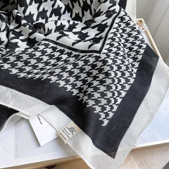 LA FERANI 180x90 Silk Scarf White Black Wool Bsuiness Style Foulard N303