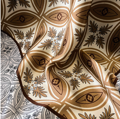 LA FERANI 90x90 Silk Scarf White Silk Stole white beige vintage Style Foulard N304