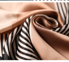 LA FERANI 70x70 Silk Scarf beige black Business Style Silk Stole Foulard N307