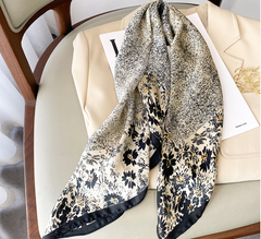 90x90 Silk Scarf white black Business Style Silk Stole Foulard N311