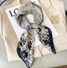 90x90 Silk Scarf white black Business Style Silk Stole Foulard N311