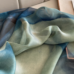 LA FERANI 135x190 Silk Scarf colourful transparent Stole Shawl Foulard Wrap N333