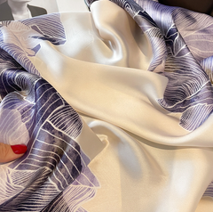LA FERANI 180x90 Silk Scarf Purple Beige Silk Stole Foulard Shawl N337