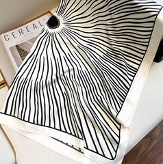 LA FERANI 90x90 Silk Scarf white black white Silk Stole Foulard Shawl