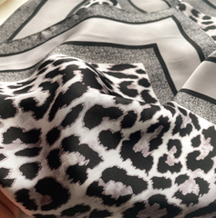 Silk Scarf 70x70cm Leopard Grey Business Style Silk Stole Wrap Foulard NN12