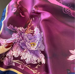 LA FERANI 70x70 Silk Scarf Purple Asian Style Business Style Stole Wrap Foulard NN3