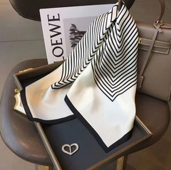 70x70 Silk Scarf Beige Schwarz Business Style Silk Stole Wrap Foulard NN8 202