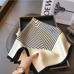 70x70 Silk Scarf Beige Schwarz Business Style Silk Stole Wrap Foulard NN8 202