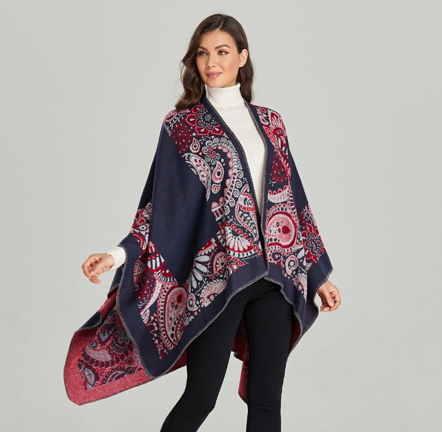 LAFERANi Poncho 150x130 Wool Cape Wrap Cloak Purple All Saisons P11