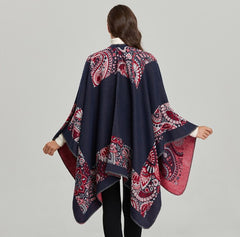LAFERANi Poncho 150x130 Wool Cape Wrap Cloak Purple All Saisons P11