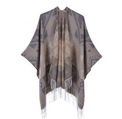 LA FERANI Poncho 150x130 Wool Cape Wrap Cloak Beige All Saisons P12