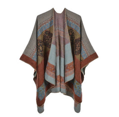 Kopie von LA FERANI Poncho 150x130 Wool Cape Wrap Cloak Brown All Saisons P13