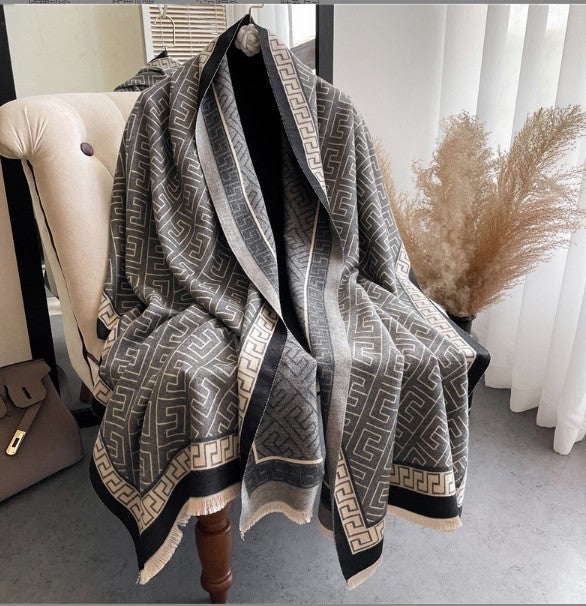 LA FERANI Cashmere Scarf 200x70 Grey Asia Style Wool Stole Shawl Wrap Pashmina S23