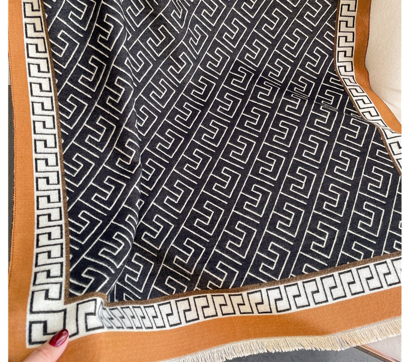 LA FERANI Cashmere Scarf 200x70 Black Asia Style Wool Stole Shawl Wrap Pashmina S23