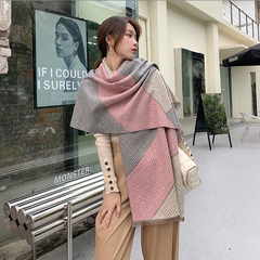 Cashmere Scarf 180x65 Pink Grey Asian Style Wool Shawl Wrap Stole Pashmina S25