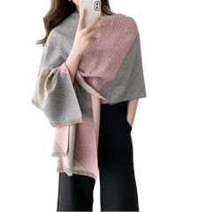 Cashmere Scarf 180x65 Pink Grey Asian Style Wool Shawl Wrap Stole Pashmina S25