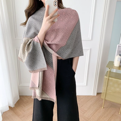 Cashmere Scarf 180x65 Pink Grey Asian Style Wool Shawl Wrap Stole Pashmina S25