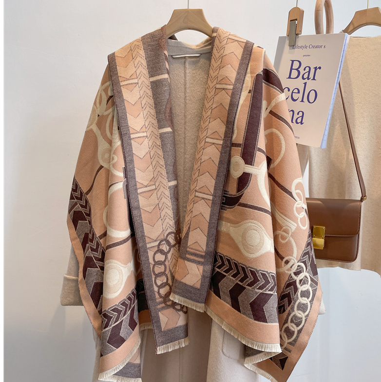 LA FERANI Cashmere Scarf 180x65 Beige Beige Wool Shawl Wrap Stole Pashmina S27