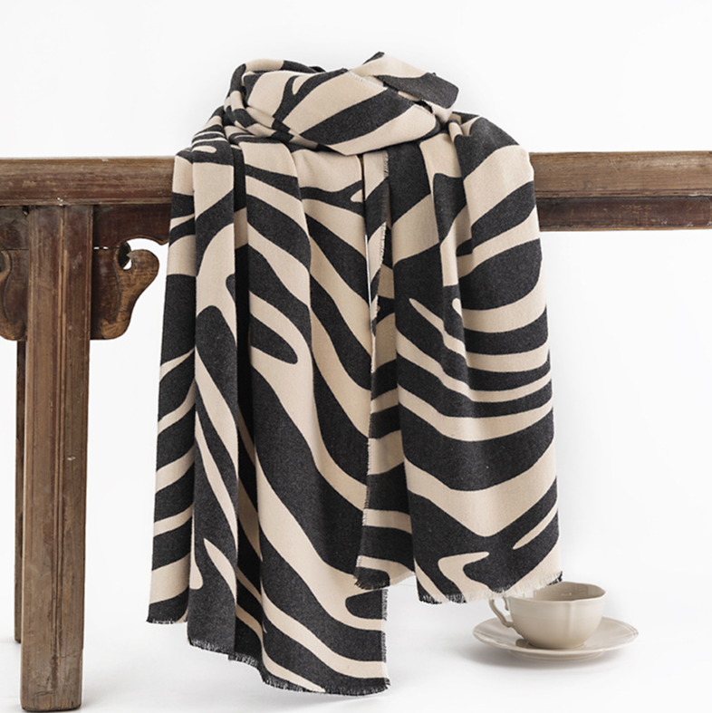 LA FERANI Cashmere Scarf 200x70 Beige Beige  Business Style  Wool Shawl Wrap Pashmina S40