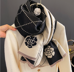 LA FERANI Cashmere Scarf 200x70 Beige Beige  Business Style  Wool Shawl Wrap Pashmina S42