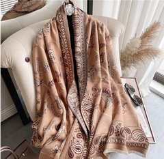 LA FERANI Cashmere Scarf 200x70 Beige Vintage Stole  Wool Shawl Wrap Pashmina S44