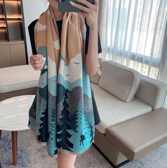 LA FERANI Cashmere Scarf 200x70 Colourful Beige Winter Style  Wool Shawl Wrap Pashmina S45