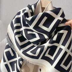 LA FERANI Cashmere Scarf 130x130 Beige Beige Business Style Wool Shawl Wrap Pashmina S48