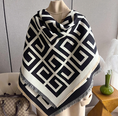 LA FERANI Cashmere Scarf 130x130 Beige Beige Business Style Wool Shawl Wrap Pashmina S48