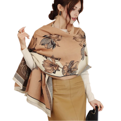 Cashmere Scarf 185x65 Beige Autumn Wool Asian Style Shawl Wrap Pashmina S54