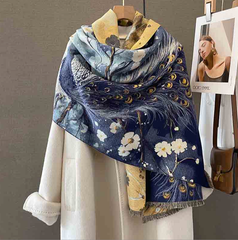 Cashmere Scarf 180x60 peacock animal Colorful Wool Business Style Shawl Wrap Pashmina S62