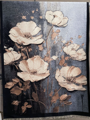LA FERANI Cashmere Scarf 180x60 orchids flowers beige black Wool Business Style Shawl Wrap Pashmina S63