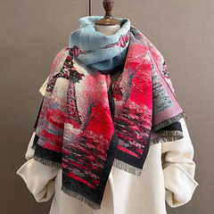 Cashmere Scarf 180x60 Paris Eiffel Tower rose black Wool Business Style Shawl Wrap Pashmina S64