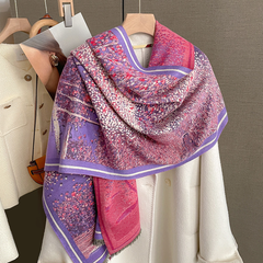 Cashmere Scarf 185x65 flowers purple pink Wool Business Style Shawl Wrap Pashmina S66