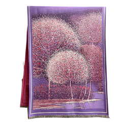 Cashmere Scarf 185x65 flowers purple pink Wool Business Style Shawl Wrap Pashmina S66