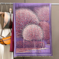 Cashmere Scarf 185x65 flowers purple pink Wool Business Style Shawl Wrap Pashmina S66