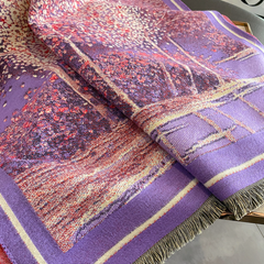 Cashmere Scarf 185x65 flowers purple pink Wool Business Style Shawl Wrap Pashmina S66