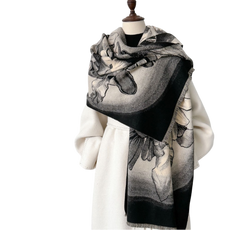 Cashmere Scarf 185x65 Black White Style Wool Business Style Shawl Wrap Pashmina S72